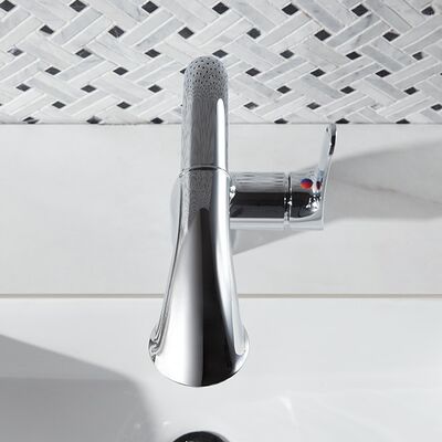 Stainless Steel Waterfall Faucet with Contemporary Design and Single Hole Installation for Bathroom