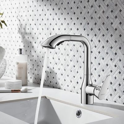 Stainless Steel Waterfall Faucet with Contemporary Design and Single Hole Installation for Bathroom