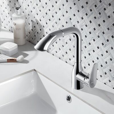 Stainless Steel Waterfall Faucet with Contemporary Design and Single Hole Installation for Bathroom