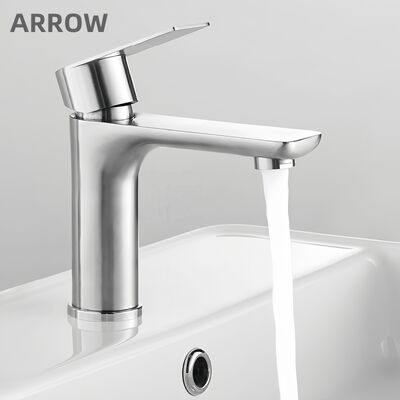 ARROW Modern Single Handle Stainless Steel Basin Mixer Faucet with Ceramic Valve and Waterfall Design for Bathroom Sink