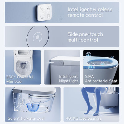 ARROW Luxury Wall Hung Smart Toilet with Heated Seat Remote Control and Self-cleaning Glaze